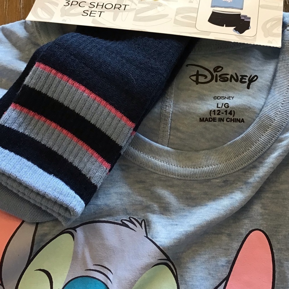 Disney Stitch 3pc Cute Cartoon Sleepwear Pajama Set Size Large 12-14 - Picture 8 of 10